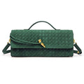 NEWBELLA Handwoven Women's Clutch Purse, Crossbody Bag with Adjustable Strap for Evening & Casual Use - color: Matted Green