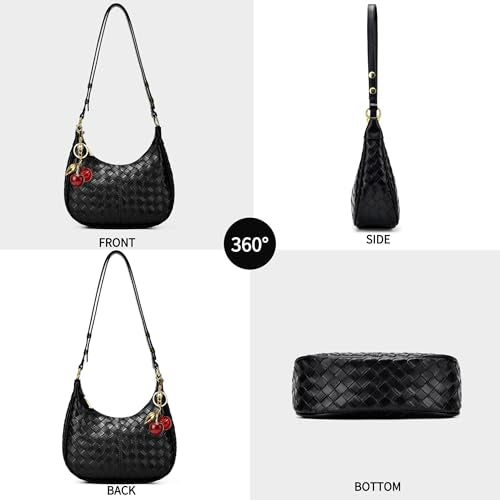 Small Hobo Bags Crescent Shaped Shoulder Bags for Women Mini Cherry Purse Fall Soft Crossbody Handbag 2025 - color: Wy26-97black