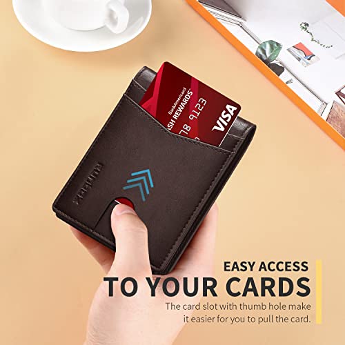 RUNBOX Wallet for Men -Slim Rfid Leather Mens Bifold Novelty Wallets 2 ID Window With Gift Box Men's Accessories | Slim - color: Classic Coffee-15 slots