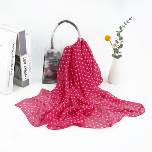 E-Clover Unique Fashion Women's Scarf Chiffon Sheer Scarves for Women Lightweight - color: Pink Polka Dot-01