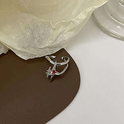 Y2k Moonstone Rings Rhinestone Star Irregular Agate Grunge Rings Set for Women - style: Style 3