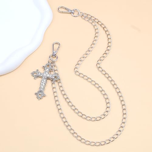 Layered Pants Chain for Men Women Punk Chain Hip Hop Jewelry Clothing Accessories Vintage Jeans Chains - style: Silver two layered