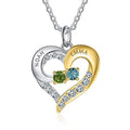 GLAMCARAT Personalized Mothers Necklace with Birthstones customized jewelry - style: 2 stones & names