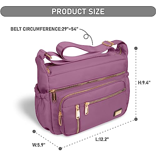 NPBAG Crossbody Bag for Women, Shoulder Purse Handbag Messenger Bag, Trendy Pocketbooks, Waterproof and Multi-Pockets - color: Plum