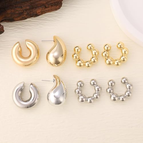 Ear Cuff Earrings for Women Chunky Ear Cuff Colourful Non Pierced Ear Cuff Non Piercing Clip On Cartilage Wrap Cuff Earrings Jewelry Gifts - color: Gold D