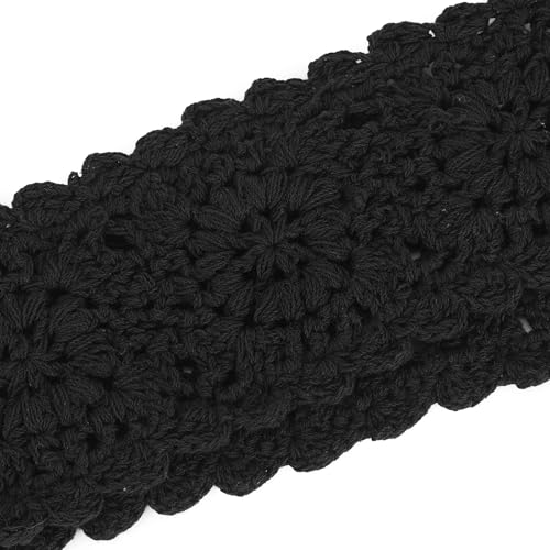 ZLYC Women Headband Handmade Crochet Knit Boho Flower Hair Bands (Crochet Black) - color: Crochet Black