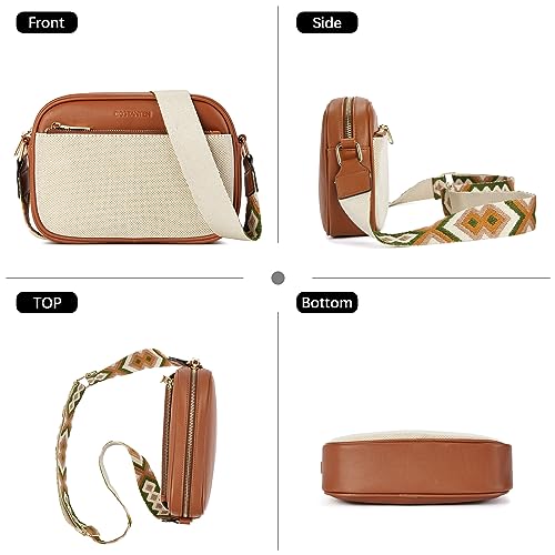 BOSTANTEN Quilted Crossbody Bags for Women Vegan Leather Purses Shoulder Handbags with Wide Strap - color: Pattern&brown