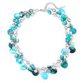 Noessla Layered Beaded Chunky Necklace for Women Boho Two-color Shell Statement Necklace Fashion Collar Costume Jewelry Gifts for Mum - color: 14-Turquoise
