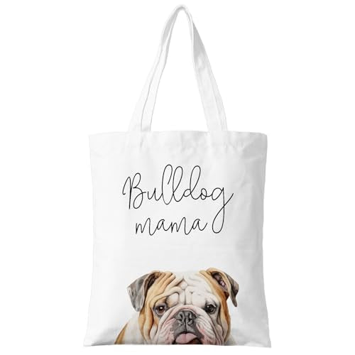 Dog Mama Canvas Tote Bag for Women, Dogs Lover Gift for Dog Mom, Birthday Christmas Cute Rottweiler Gifts For Women. - color: Bulldog Mama (024)