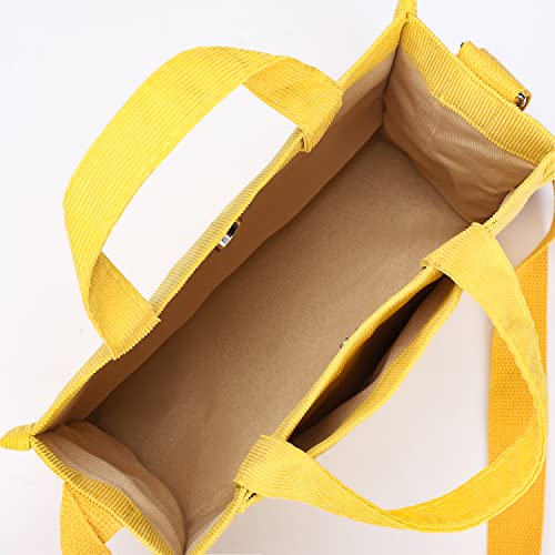 WantGor Tote Bag for Women, Corduroy Crossbody Bags Shoulder Handbag Small Satchel Hobo Bag Purse - color: Yellow