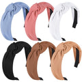 DiyJibb Headbands for Women Girls - 6PCS Stylish Top Knotted Headbands - Knotted Headband for Women - Head Bands Wide Hairband Hair Accessories - color: black，brown，khaki，white，blue，deep pink