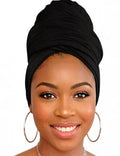 Head Wraps for Black Women, Breathable Headwrap Soft Long Hair Wraps Wide Headscarves for Locs Braids - color: Black