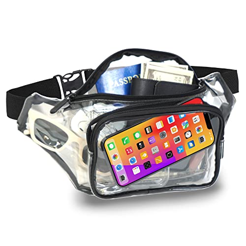Clear Fanny Pack Belt Bag – Stadium Approved Waist Pack for Men & Women, Crossbody Bum Bag for Travel, Hiking, Running - color: Clear