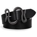 Women Leather Belt with Snake Buckle Fashion Women Belt for Jeans Pants Dresses - color: B-black, size: Fit Size 31"-35"