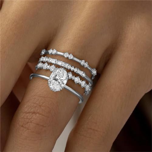 Otxas Dainty Rings for Womem Stackable Ring for Women Size 6-11 Wedding Rings - color: Silver-4pcs, size: 8