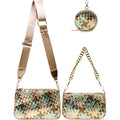 Handmade Woven Small Crossbody Bag for Women with Coin Purse, Designer Shoulder Handbag 3pcs Set, Mini Tote Clutch - color: Champagne Multicolor