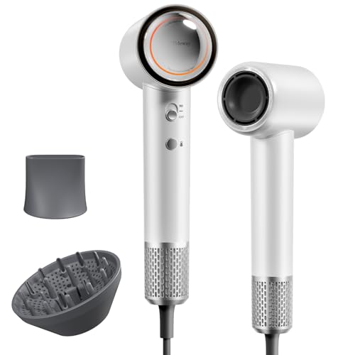 Tideway Hair Dryer Professional High-Speed Ionic Blow Dryer 110,000 RPM, Compact Hair Dryer with Magnetic Diffuser, Fast Drying with Brushless Motor Low Noise Smart Temperature Control-H11 - color: White