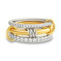 18K Gold Plated Stackable Rings for Women with Gift Box – Silver & Gold Multi-Link Connected Bands Set,Cubic Zirconia Mixed Metals Rings, Tarnish-Resistant Jewelry - color: three rings set, size: 10