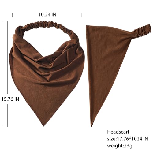 Vercret 6 Pack Hair Scarf Headband for Women Elastic Bandana Head Scarf Large Boho Triangle Kerchief with Clips Non Slip Scarves - color: R Dark Colors
