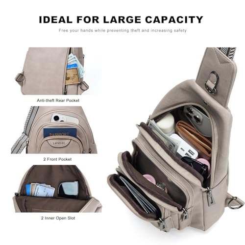 Leresas 10L Crossbody Sling Bag for Women Men Anti Theft Cross Body Fanny Pack Belt Bag Purse Gifts for Women Faux Leather, Light Grey - color: 10l-light Grey, size: 10L