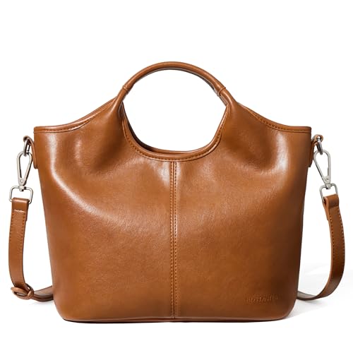 BOSTANTEN Vegan Leather Purses for Women Soft Top Handle Satchel Crossbody Zipper Handbag with Detachable Shoulder Strap - color: Brown