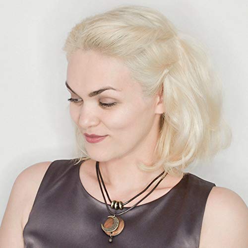 Brown Wooden Choker Chunky Pendant Necklaces for women - color: A