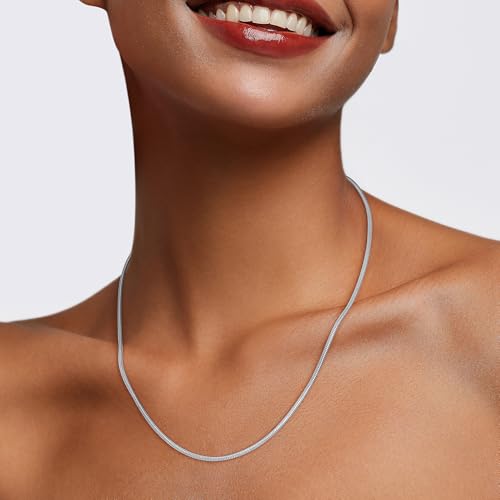 Jewlpire 1.5mm 2mm 2.5mm Snake Chain 18k Gold Plated 925 Sterling Silver Chain Necklace for Women, Smooth Sturdy Hypoallergenic, 16 18 20 22 24 Inch - color: 1.5mm Silver, size: 20 Inches (Men's Average Length)