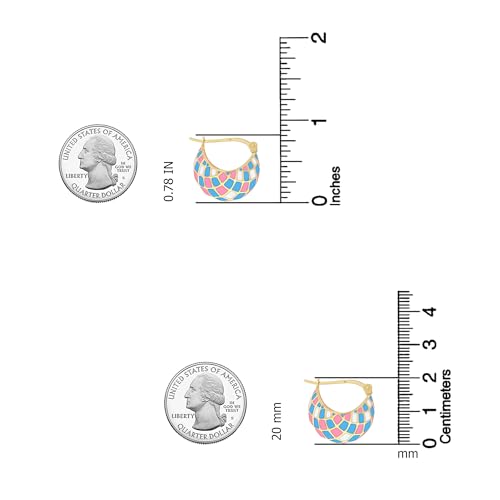 LeCalla 925 Sterling Silver Hoops Earrings | Hollow-Puff Shrimp Earring Hoops | Women's Gold-Plated Jewelry | Lightweight Electroforming Hoop Earring Jewelry for Birthday - style: Enamel Patchwork
