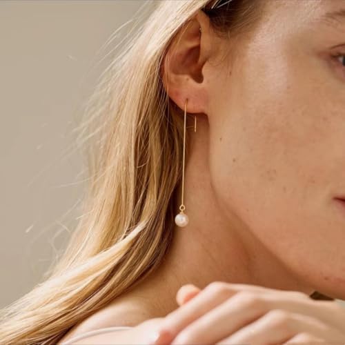 Gold Dangling Earrings for Women，Cuff earrings Chain Hoop Helix Hook Earrings for Women Unique Huggie earrings Trendy Stud ear chain 2025 Jewelry Gifts - color: gold drop