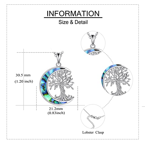 ONEFINITY Tree of Life Necklace 925 Sterling Silver Abalone Shell Celtic Knot Pendant Necklace for Women Jewelry - style: Abalone Shell moon tree