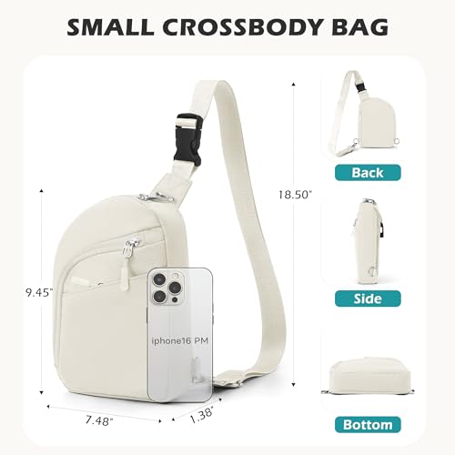 TOPEAST Anti Theft Crossbody Bags for Women Men, Small Sling Crossbody Bag Travel Purse Shoulder Wallet with RFID Blocking - color: Beige