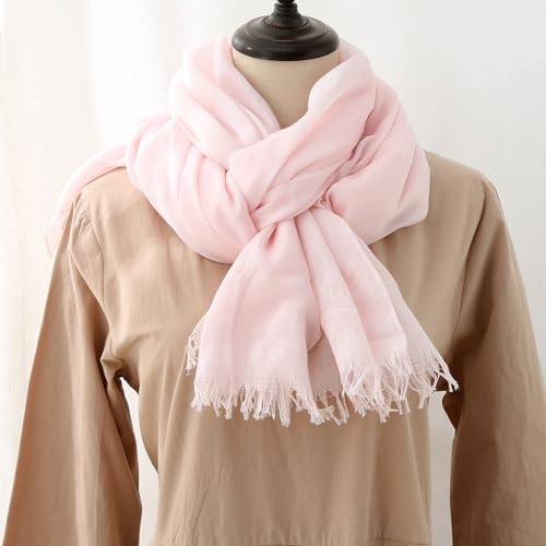 Harewom Lightweight Gauze Linen Feeling Shawl Wraps for Women Beach Summer Scarf for Evening Wedding Dresses - color: Shawl Wraps - Pink