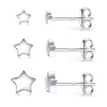 3 Pairs 925 Sterling Silver Star Stud Earrings for Women,Tiny Simple Geometric Stud Earrings Set Small Hypoallergenic Cartilage Tragus Ear Jewellery for Men (3/4/5mm) - color: 01 Silver-3Pairs-3/4/5mm