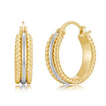Chunky Gold Hoop Earrings for Women - 14k Gold Plated Twisted Rope Thick Hoops, Lightweight Hypoallergenic Small Hoop Earrings, Trendy Fashion Jewelry Gifts - color: two tone