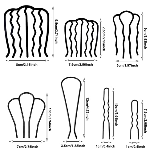 10 Pieces Side Combs U Shaped French Twist Comb Vintage Hair Stick for Updos, Teeth Pin Messy Maker Accessories for Women and Girls