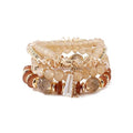 FUTIMELY Bohemian Crystal Beaded Bracelets Set for Women,Dainty Handmade Multilayer Colorful Charm Bracelet Beaded Stackable Stretch Bracelet Jewelry - color: Brown