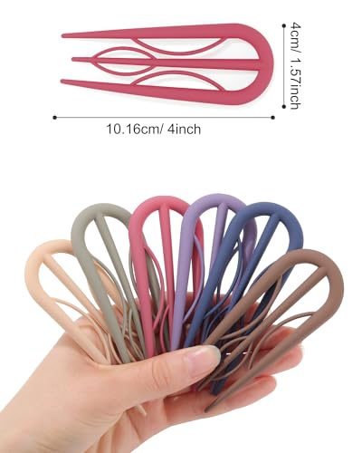 French Hair Pin for Women - U-Shaped Hair Fork for Updos, Chignons & French Twists, Durable Acrylic, Secure & Elegant Styling for All Hair Types (Dark 6 Colors (Matte)) - color: Dark 6 Colors (Matte)