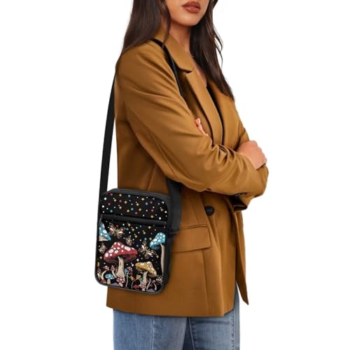 Womens Crossbody Bag Cell Phone Purse Wallet Small Shoulder Handbag for Workout Travel Gym - color: Cartoon Mushroom