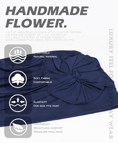 Chemo Headwear for Women Cancer Patients Lightweight Head Coverings for Hair Loss Seasonal - color: Navy