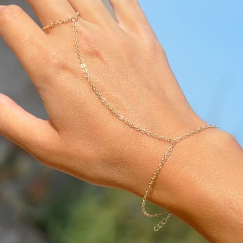 choice of all Hand Chain Bracelet Gold Finger Ring Bracelet Hand Chain for Women Trendy Birthday Jewelry Gifts - color: B2:hand chain bracelet-gold