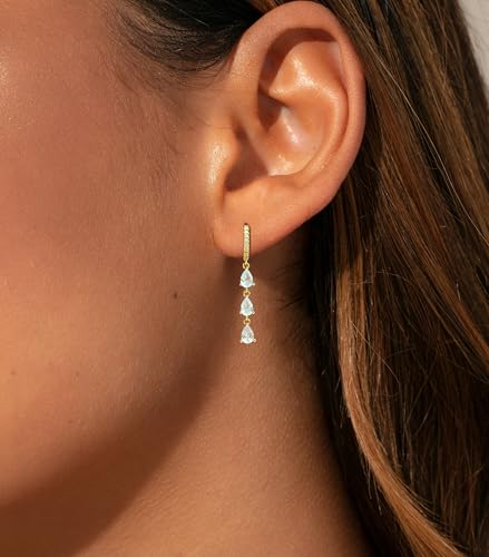 Gold Earrings for Women Trendy, Simple Dainty 14K Gold Plated Paperclip Square Chain Link Dangle Hoops Earrings Pin Stud Huggie Earrings Lightweight Hypoallergenic Minimalist Aesthetic Gold Jewelry for Christmas Gifts - color: style 2