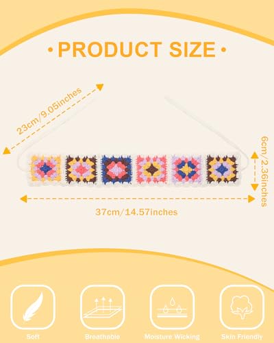 HAIMEIKANG Hippie Hair Bandanas Headbands for Women Boho Headband Knit Hair Bands Floral Head Wrap for Girls(Black+White+Gray) - color: Black+White+Gray