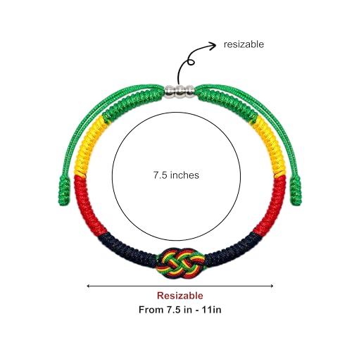 LAMIBEE Infinity Country Pride, Country Flag Code Bracelet, Protection and Lucky Sufer String Bracelet, Tibetan Wrist Wrap Bracelet, Boho Style Rope Bracelet for Women, Men, String Thread Bracelets - style: Africa Pride