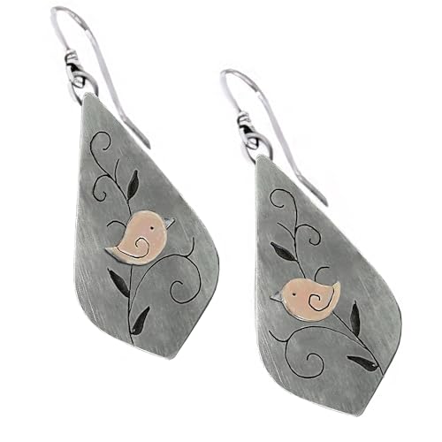 Boho Earrings, Statement Earrings, Teardrop Sunflower Earrings, Dangle Ethnic Earrings for Women, Handmade Bohemian Trendy Boho Vintage Jewelry - style: Bird