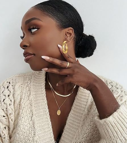 36 Pairs Gold Hoop Earrings Set for Women, Chunky Gold Earrings Multipack, Trendy Silver Hoop Earring Pack Jewelry - color: Style1-gold