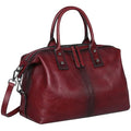 Iswee Genuine Leather Satchel Tote Bag Top Handle Handbag Designer Shoulder Bag Large Capacity Cross Body Bag - color: Wine