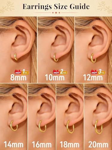FaithHeart 925 Sterling Silver Post Huggie Hoop Earrings for Women, Silver Small Hoop Earring, Hypoallergenic Cartilage Earrings for Women - color: 01. Blank-Gold, size: 8mm