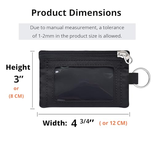 RFID Blocking Travel Wallet with Adjustable Lanyard, Small Nylon Zipper Pouch and Badge Holder for ID, Credit Cards, Cash, Keys, Commuters (Black) - color: Black