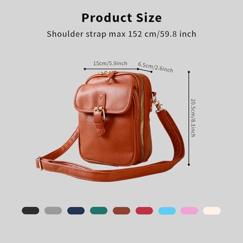 Leather Crossbody Bag for Women,Anti-Theft Messenger Bag with Large Capacity,Built-in Purse Card Slots Shoulder Sling Bag - color: Red