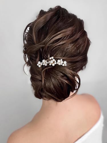SWEETV 9 Pieces Bride Hair Accessories Pearl Wedding Hair Pins Leaf Bridal Hair Piece Vintage Hair Headpiece Leaf Hair Clips Jewelry for Women Bridesmaids Brides Flower Girls - color: Set-D-Gold
